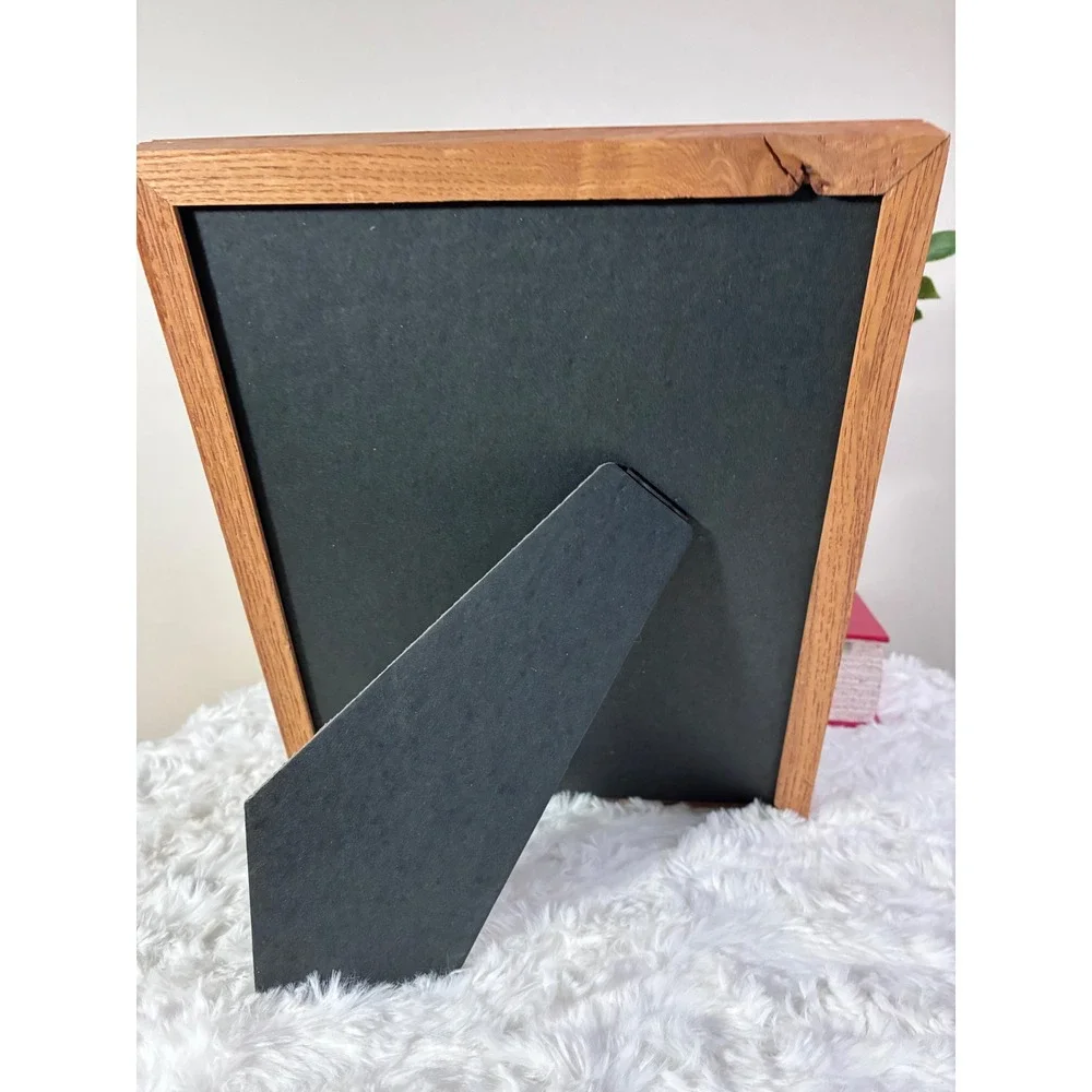 Vintage Solid Oak Wood Picture Frame 8x10 Tabletop Easel Back Brown Matte Glass